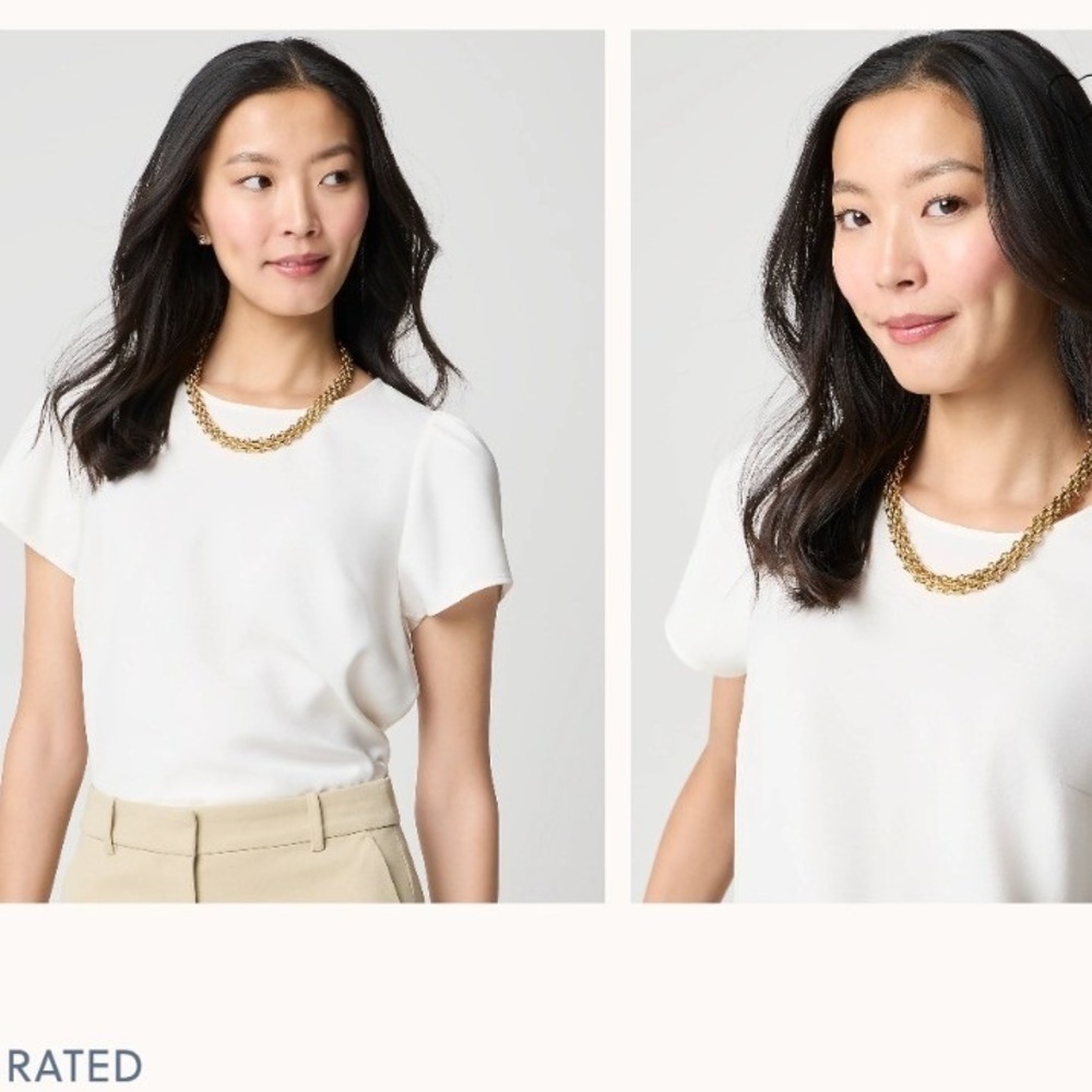 J.Crew Ivory Puff Short Sleeve Keyhole Back Blouse CD281 Womens Small NWT $70